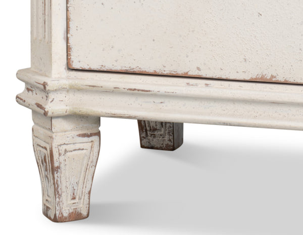 Sarreid Dramond Sideboard - Elegant Acacia Wood With Antique White Wash Finish For Timeless Home Decor White  53993