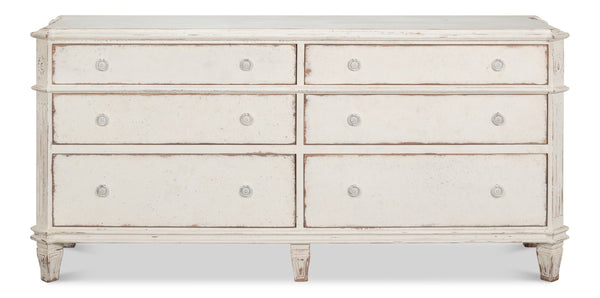 Sarreid Dramond Sideboard - Elegant Acacia Wood With Antique White Wash Finish For Timeless Home Decor White  53993