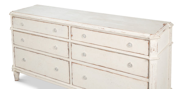 Sarreid Dramond Sideboard - Elegant Acacia Wood With Antique White Wash Finish For Timeless Home Decor White  53993
