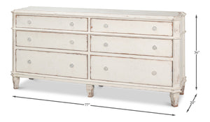 Sarreid Dramond Sideboard - Elegant Acacia Wood With Antique White Wash Finish For Timeless Home Decor White  53993