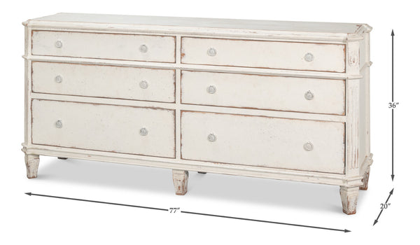 Sarreid Dramond Sideboard - Elegant Acacia Wood With Antique White Wash Finish For Timeless Home Decor White  53993