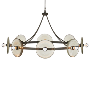 Circumstellar Disc Chandelier – Stunning Handmade Recycled Glass & Wrought Iron Light Fixture