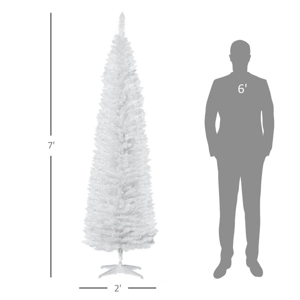 English Elm Snow Flocked Pink Pencil Artificial Christmas Tree for Entryway or Bedroom Corner T3971P419335