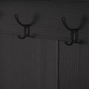 English Elm Multi-purpose Hallway Hall Tree with Linen Cushion Bench, Pegboard, Hooks, Drawers & Shoe Storage Black W757P196822