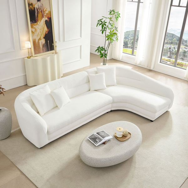 English Elm 125.2 Inch Modular L-shaped Sectional Sofa Polyester Upholstered Curved Living Room Couch W2582S00192