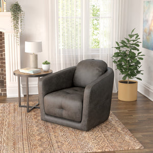 English Elm Wallace & Bay - Gray Swivel Accent Chair with Contemporary Gray Fabric, Easy-Care Upholstery, Compact 35" Width B361P384409