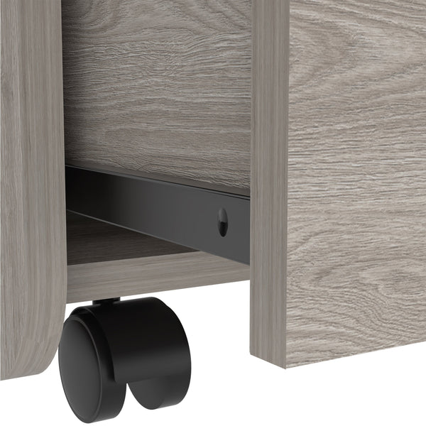 English Elm York Nightstand Light Gray with Superior Top, 2 Drawers, Smooth Zinc Steel Slides & Casters—Compact Organizer 18.22"W x15.74"D x21.88"H B128P148847