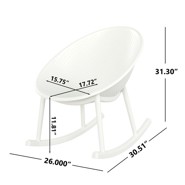 English Elm Christopher Knight Home® - Gable Weather-Resistant Rocking Chair Set of 2 — Durable Polypropylene Resin, Easy-Maintenance Outdoor Seating White N775P176710W