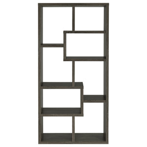 English Elm Geometric Bookcase with 7 Open Shelves for Home Decor, Modern Sturdy Engineered Wood Accent Tower Gray 71.88 L x 14.14 W x 8.87 H B011P305618