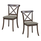 English Elm Wooden X Back Dining Chairs Set Of 2, Modern Fabric Upholstered Kitchen Side 2 Piece Chairs, Cross Back Rubber Wood Farmhouse Dining Room Chair,Dark Brown