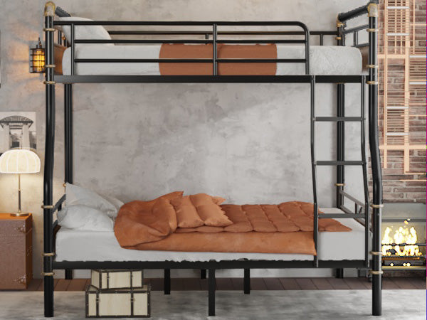 English Elm Full Xl Over Queen Metal Bunk Bed: Industrial-Style Detachable Bunkbeds With Safety Features & Durability W2580S00018