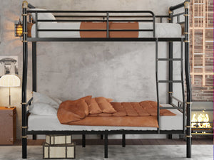 English Elm Full Xl Over Queen Metal Bunk Bed: Industrial-Style Detachable Bunkbeds With Safety Features & Durability W2580S00018