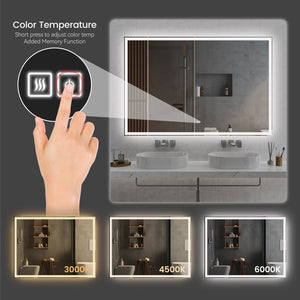 English Elm 72"x48" Modern LED Smart Mirror for Bathroom — Front & Back Lighting, Touch Anti-Fog, 3-Color Memory Mode T3177P284029