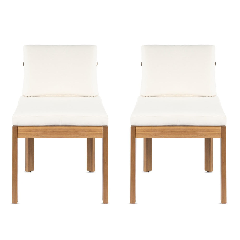 English Elm Acacia Wood Outdoor Dining Chairs Set of 2 Sculpted Patio Seating with Cushions Cream,Teak N768P373124L