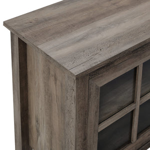 English Elm Walker Edison - Modern Farmhouse 2-Door Glass Windowpane TV Stand 70" with Adjustable Shelves & Cord Management Gray Wash 75 L x 23 W x 5 H B185P169357