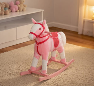 English Elm Rocking Pony Ride on Toy with Electronic Sounds Plush Saddle Metal Frame Toddler T3971P383488