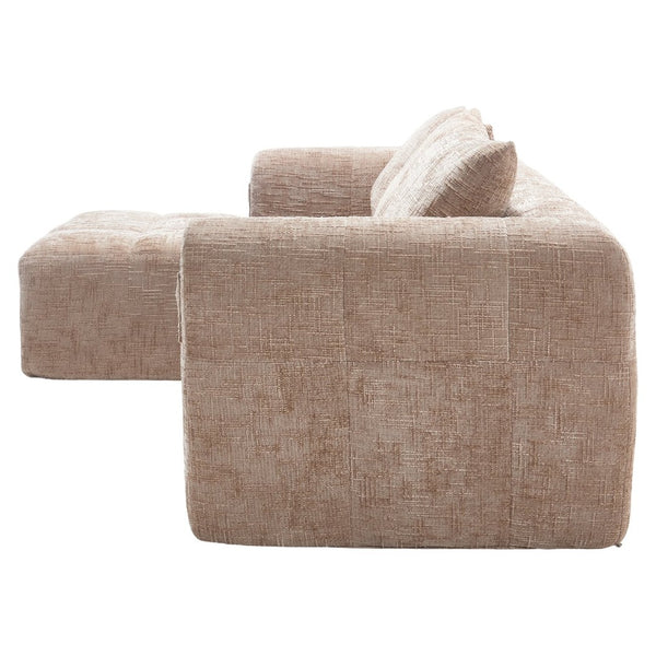 English Elm United Modern Chenille 98.42" L-Shaped Modular Sectional Sofa With Chaise, Tool-Free Setup & Pockets W1568S00149-GIGA