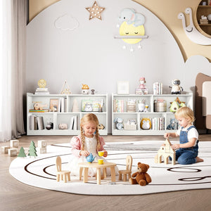 English Elm Wooden Five Cube Open Organizer Low Profile Montessori Bookshelf for Playroom or Nursery White T3210P476850