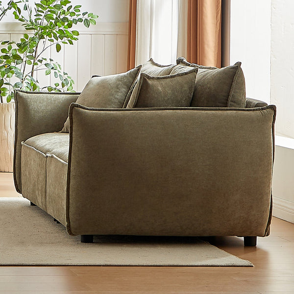 English Elm MH88" Convertible sleeper sofa with chenille upholstery, plush padded seats, rolled arms, 2 pillows Light Green W1193S00107