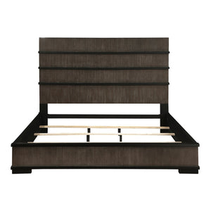 English Elm Two-tone Oak Veneer King Bed with Led Headboard for Modern Industrial Bedrooms B011S01412