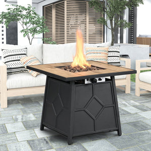 English Elm Fire Pit Table 50,000 BTU Propane Outdoor Patio Firepit with Auto-Ignition, Tile Top, CSA-Certified Brown 32.09 L x 32.09 W x 9.45 H T3609P332393