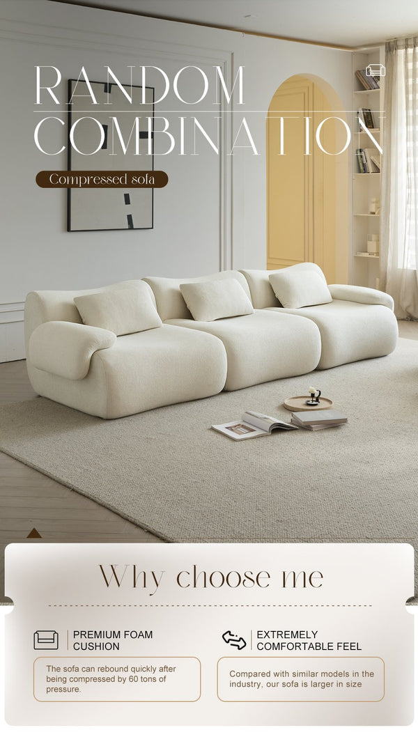 English Elm Modular Sectional Sofa - Space-Saving Modern Design, Cozy Sherpa Fabric, Perfect For Small Rooms W3622S00001