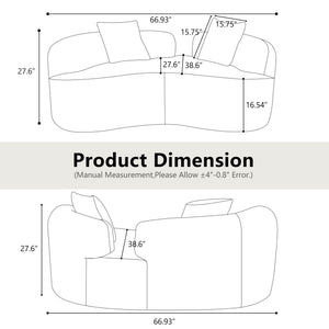 English Elm 66.93 Curved Loveseat 73" Heart-Shaped Teddy Velvet Sofa Full Foam & Spring Support, No-Assembly Cozy Compact White W3612P332115