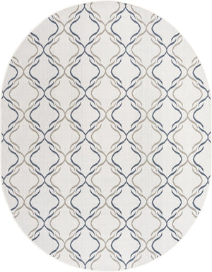Unique Loom Outdoor Trellis Parmaklik Machine Made Lattice Rug Ivory, Navy Blue/Gray 7' 10" x 10' 0"