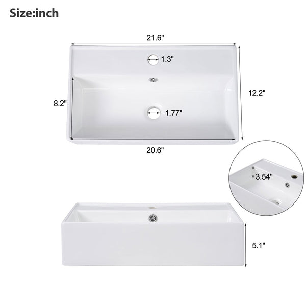English Elm [video]21.6" Freestanding Bathroom Vanity Ceramic Sink Wavy Door Mdf Cabinet Small Bath Wood N729P285504N