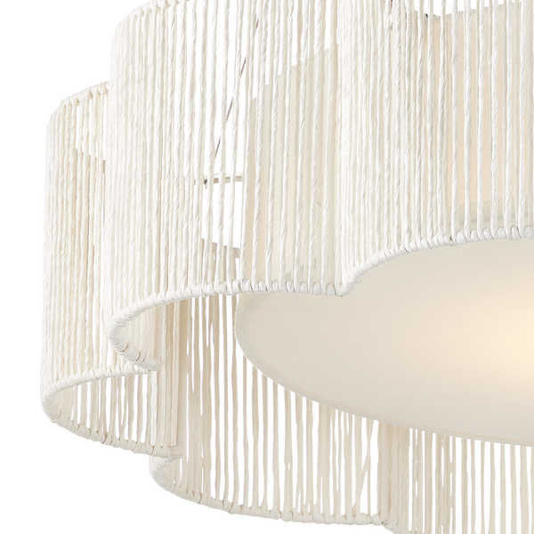 Ancroft White Chandelier - Elegant Scalloped Design, Adjustable Height, LED Light, Contemporary Style