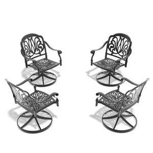 English Elm Cast Aluminum Patio Swivel Chair Set - 4Pcs With Black Frame & Cozy Brown Cushions For Outdoors W1710S00428