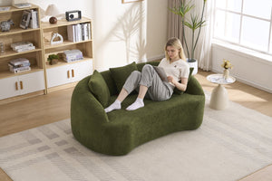 English Elm Ly-049s Curved Chenille Loveseat with Boneless Frame for Modern Living Spaces Green W2231P402441