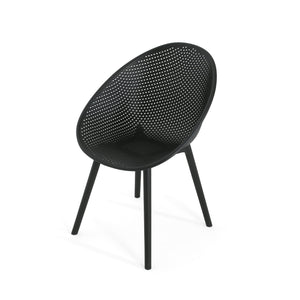 English Elm Christopher Knight Home® - Gable Outdoor Dining Chair Set of 2 – Weather-Resistant Resin Build, Perforated Diamond Pattern Comfort Black N775P176686B