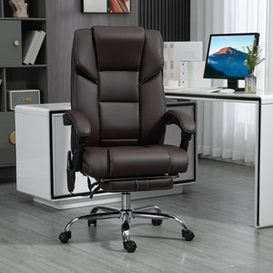 English Elm Vinsetto Massage Office Chair - Ergonomic Pu Leather With Heat, 6 Vibration Points & Adjustable Footrest W2225P229392-GIGA