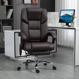 English Elm Vinsetto Massage Office Chair With 6 Vibration Points, Lumbar Heated Pu Leather Reclining Computer Chair With Adjustable Height, Footrest, Tilt Function, Brown