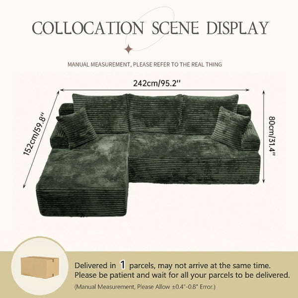 English Elm Modern Chenille Sectional with Chaise Low Profile Modular Sofa for Living Rooms W3653P443564