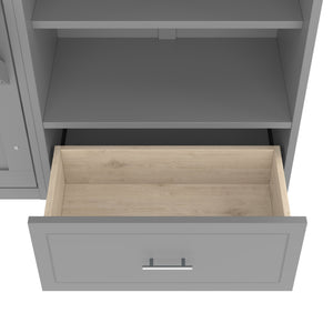 English Elm Queen Murphy Bed with Built-In Shelves, Height-Adjustable Storage & Drawer for Small Spaces Gray 71.6 L x 21.5 W x 6.1 H N733S309223E