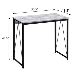 English Elm Antique White And Black Writing Desk - Rustic Industrial Design With Sturdy Metal Sled Base B062P184522
