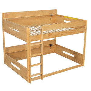 English Elm Queen Over Pine Bunk Bed with Built-in Shelves and Usb Charging Ports Wood N7090002238D