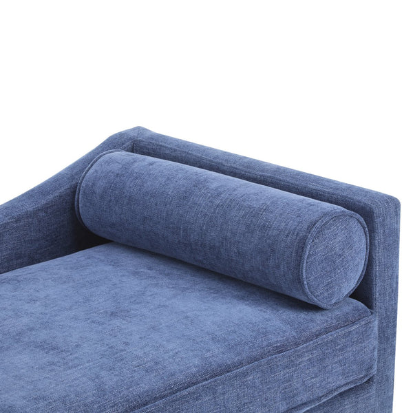 English Elm Christopher Knight Home® - CHAISE modern fabric lounge with rolled accent pillow, splayed birch legs and luxe comfort seating experience Navy Blue 68.25 L x 28 W x 17.75 H N776P291705N