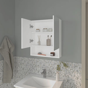 English Elm White Mirrored Medicine Cabinet with Open Shelves, 3-Tier White Storage Wall Cabinet for Bath (23.3"x5.9"x19.7") B062P290240