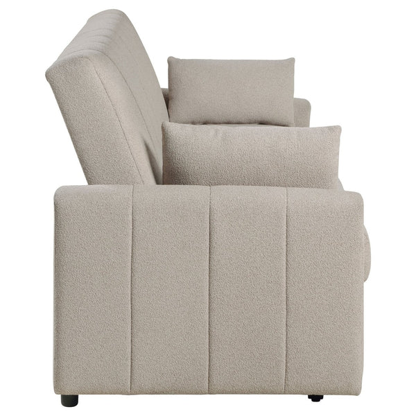 English Elm Westwind Bouclé Channel Tufted Sleeper Sofa with Pull Out Bed for Guest Rooms Beige B062P451684