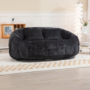 English Elm Bean Bean Bag Sofa High-Density Memory Foam Two-Seater Lounger High Back Chenille Cozy Support Black W395P181440