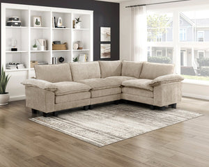 English Elm Modern Chenille Upholstered Sectional Sofa Arms with Adjustable Pillow Top Neutral Taupe B011P352490