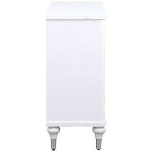 English Elm Angus White 2-Door Mandala Accent Cabinet with Carved Floral Medallions, Adjustable Shelf, Push-Open Elegance B062P299809