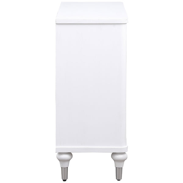 English Elm Angus White 2-Door Mandala Accent Cabinet with Carved Floral Medallions, Adjustable Shelf, Push-Open Elegance B062P299809