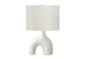 English Elm Lighting, Sculptural Arch Ceramic Table Lamp Matte Black Base Ivory Fabric Shade Modern B2710P461836