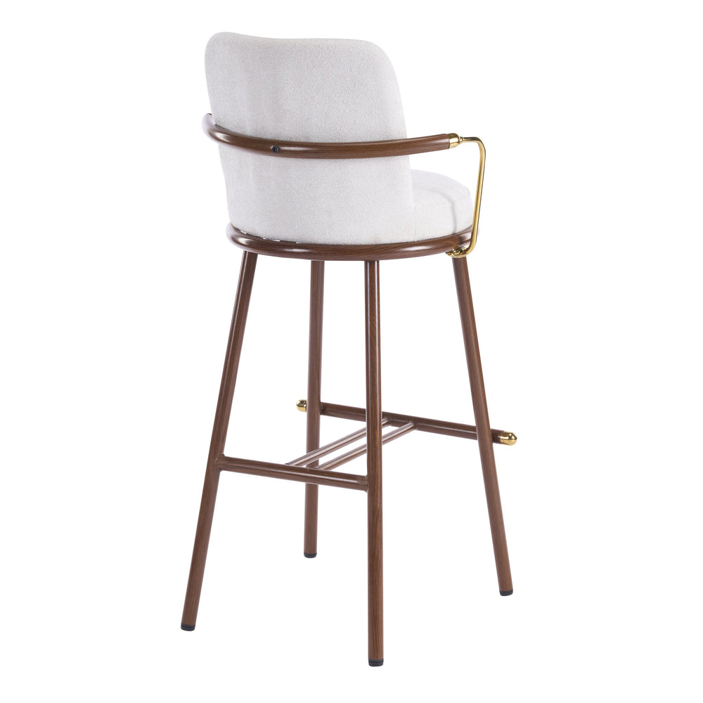 English Elm Christopher Knight Home® - Chaya Upholstered Bar Stool Set of 2 — Walnut Metal Frame, Beige Padded Seats, Gold Armrest Luxury Finish N775P340830B