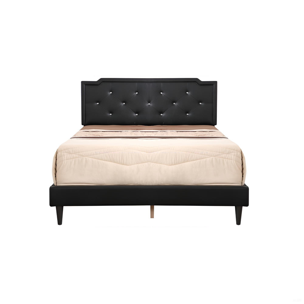 English Elm Elegant Tufted Queen Bed Frame with Adjustable Headboard, Support Slats & Durable Legs for Comfort and Style Black 5.5 L x 22.5 W x 65.5 H B078118231