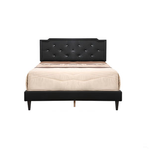 English Elm Elegant Tufted Queen Bed Frame with Adjustable Headboard, Support Slats & Durable Legs for Comfort and Style Black 5.5 L x 22.5 W x 65.5 H B078118231